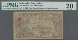 Indonesia / Indonesien: Central Treasury Of Bengkoeloe 1000 Rupiah 1947, P.S165b With Many Folds And - Indonesia