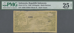 Indonesia / Indonesien: Bukit Barisan 20 Rupiah 1949, P.S171a In Well Worn Condition With Some Edge - Indonesia