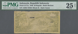 Indonesia / Indonesien: Bukit Barisan 20 Rupiah 1949, P.S171a In Well Worn Condition With Some Edge - Indonésie