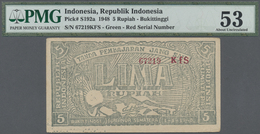 Indonesia / Indonesien:  Governor Of Bukittinggi, Sumatra 5 Rupiah 1948, P.S192a, Very Nice Conditio - Indonésie