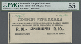 Indonesia / Indonesien: Kas Negara (Central Treasury), Djambi 10 Rupiah "Coupon Penukaran" (Redempti - Indonésie