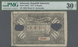 Indonesia / Indonesien: Residency, Atjeh, Koetaradja 10 Rupiah 1947, P.S283C With Two Large Cancella - Indonésie