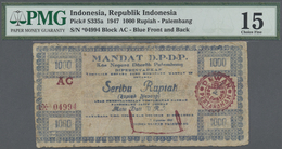 Indonesia / Indonesien: Kas Negara Daerah (Governmental Treasury), Palembang 1000 Rupiah 1947, P.S33 - Indonesia