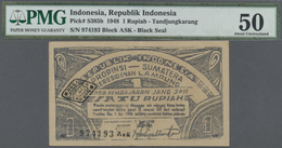 Indonesia / Indonesien: Treasury, Tandjungkarang (Lampung Residency) 1 Rupiah 1948, P.S385b, Very Ni - Indonesia