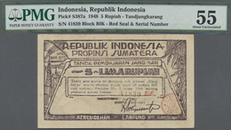 Indonesia / Indonesien: Treasury, Tandjungkarang (Lampung Residency) 5 Rupiah 1948, P.S387a, Very Ni - Indonesia