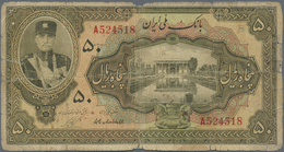 Iran: Bank Melli Iran 50 Rials SH1311, P.21, Highly Rare Note In Almost Well Worn Condition With Sev - Iran