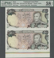 Iran: Unissued Uncut Pair Of 500 Rials ND(1974-79) P. 104ar, Remainder With Border Piece At Lower Bo - Iran