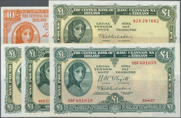 Ireland / Irland: Central Bank Of Ireland Set With 5 Banknotes Comprising 10 Shillings June 6th 1968 - Irlanda