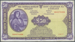 Ireland / Irland: 50 Pounds 1977 P. 68c, Used With Several Folds, Normal Traces Of Circulation, Some - Irlanda