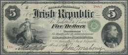 Ireland / Irland: "The Irish Republic" 5 Dollars 1866 P. S101, Used With Folds And Creases, One Tiny - Irlanda