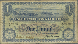 Isle Of Man: 1 Pound September 24th 1951, P.6b, Yellowed Paper With Several Folds And Tiny Border Te - Altri & Non Classificati