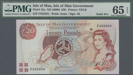 Isle Of Man: 20 Pounds ND(2000), P.45a Solid Number F 555555 PMG 65 Gem UNC EPQ - Autres & Non Classés