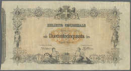 Italy / Italien: 250 Lire 1874 P. 8, Highly Rare Note, Several Folds In Paper, Slight Stain, Profess - Altri & Non Classificati