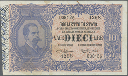 Italy / Italien: Set Of 3 Different Banknotes 10 Lire L.1888, P. 20c (pressed, F), P. 20h (aUNC), P. - Autres & Non Classés