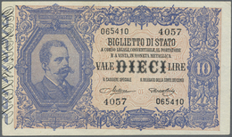 Italy / Italien: 10 Lire L.1888 P. 20h, Verly Light Horizontal Fold, And A Tiny Corner Fold At Upper - Altri & Non Classificati