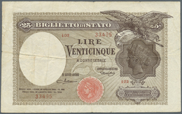 Italy / Italien: 25 Lire 1923 P. 24a, Used With Folds And Creases, Minor Center Holes, Not Washed Or - Other & Unclassified