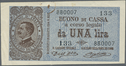 Italy / Italien: Set Of 2 Different Notes Containing 1 Lira L.1914 P. 36a (2 Pinholes With Rust Trac - Altri & Non Classificati