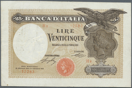 Italy / Italien: 25 Lire 1918/1919 P. 42a, More Rare Earlier Type, Several Folds And Creases In Pape - Other & Unclassified