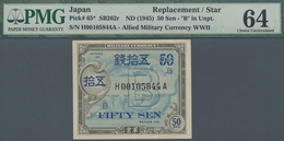 Japan: 50 Sen ND(1945) Replacement P. 65*, Condition: PMG Graded 64 Choice UNC. - Japon