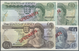 Jersey: Set Of 4 Specimen Notes Containing 1 Pound, 5 Pounds And 2x 10 Pounds ND P. 11s, 12s, 13as, - Autres & Non Classés