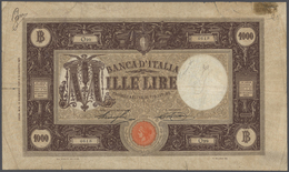 Italy / Italien: 1000 Lire 1925 P. 46, A Bit Stronger Used, Strong Center Fold, A Few Border Tears O - Altri & Non Classificati