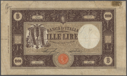 Italy / Italien: 1000 Lire 1925 P. 46, A Bit Stronger Used, Strong Center Fold, A Few Border Tears O - Sonstige & Ohne Zuordnung