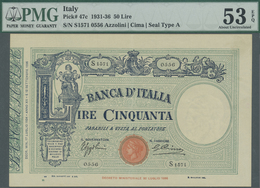 Italy / Italien: 50 Lire 1934 With Signature Azzolini And Cima, P.47c, Soft Vertical Bend At Center - Altri & Non Classificati