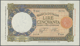 Italy / Italien: Set Of 2 Nearly Consecutive Notes 50 Lire 1940 P. 54b, Numbers #2178 And #2176 Very - Altri & Non Classificati