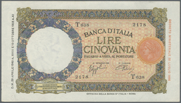 Italy / Italien: Set Of 2 Nearly Consecutive Notes 50 Lire 1940 P. 54b, Numbers #2178 And #2176 Very - Andere & Zonder Classificatie