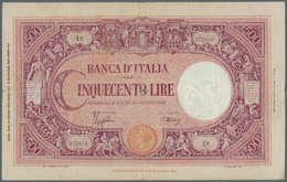 Italy / Italien: 500 Lire 1943 P. 69, Used With Stronger Folds And Creases, Center Hole, No Tears, C - Altri & Non Classificati