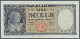 Italy / Italien: 1000 Lire 1947 P. 82, Bi 690sp, REPLACEMENT Note With Letter "W", Used With Folds B - Other & Unclassified