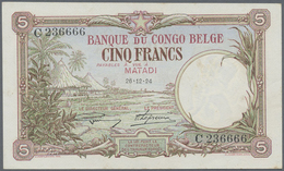 Belgian Congo / Belgisch Kongo: 5 Francs December 26th 1924,  Place Of Issue: Matadi, P.8c In Almost - Ohne Zuordnung