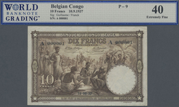 Belgian Congo / Belgisch Kongo: 10 Francs September 10th 1937 With Serial Number A 000001, Vertical - Non Classificati