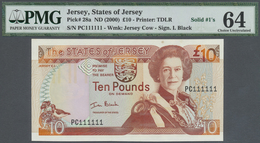 Jersey: 10 Pounds ND(2000), P.28a With Solid Number PC 111111 PMG 64 Choice UNC - Sonstige & Ohne Zuordnung