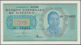 Katanga: 20 Francs 1960 P. 6, Minor Dint At Right Border, Otherwise Perfect, Condition: AUNC. - Altri – Africa