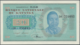 Katanga: 20 Francs 1960 P. 6, Minor Dint At Right Border, Otherwise Perfect, Condition: AUNC. - Other - Africa