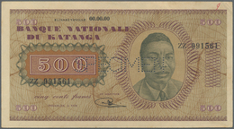 Katanga: 500 Francs 1960 Specimen P. 9s, Unfolded But Light Handling And Creases In Paper, Condition - Altri – Africa