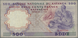 Katanga: 500 Francs April 17th 1962, P.13, Vertically Folded, Some Other Minor Creases In The Paper - Sonstige – Afrika