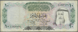 Kuwait: 1/4 Dinar L.1960 P.1 In F+ And 10 Dinars L.1968, P.10 In F- With Graffiti And Stains (2 Pcs. - Kuwait