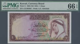 Kuwait: Kuwait Currency Board 1 Dinar L.1960 (1961), P.3 In Perfect Uncirculated Condition, PMG Grad - Kuwait