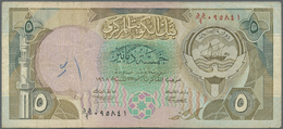 Kuwait: 5 Dinars 1968 P. 20, Used With Folds And Creases, Pen Writing At Left, No Holes Or Tears, Co - Kuwait