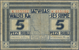 Latvia / Lettland: 5 Rubli 1919 Seldom Seen Series "K", P. 3f, Signature Kalnings, Only 25449 Notes - Lettonia