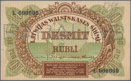 Latvia / Lettland: Rare SPECIMEN Of 10 Rubli 1919 Series "L" P. 4fs, Only Light Corner Fold At Upper - Lettonia