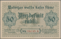 Latvia / Lettland: 50 Rubli 1919 P. 6, Series "A", Sign. Erhards, Center Fold And Handling In Paper, - Lettland