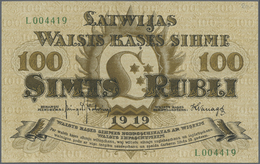 Latvia / Lettland: 100 Rubli 1919 P. 7e, Series "L", Sign. Kalnings, Light Center Bend, Light Corner - Lettonia