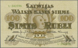 Latvia / Lettland: 100 Rubli 1919 P. 7f,  Series "U", Sign. Kalnings, Light Dints At Left And Right - Letland