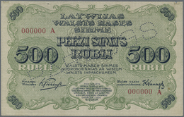 Latvia / Lettland: Rare SPECIMEN Of 500 Rubli 1920 P. 8as. Zero Serial Numbers, Serial Letter "A", P - Lettonia