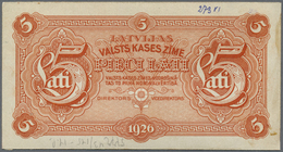 Latvia / Lettland: Very Rare 5 Lati 1926 Front Proof Uniface Print P. 23p, Without Serial #, W/o Sig - Lettonia