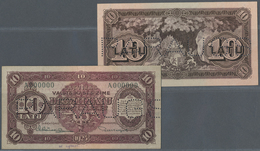 Latvia / Lettland: Rare Specimen Proof Print Of Front And Back Seperatly Printed 10 Latu 1925 P. 25a - Lettonia