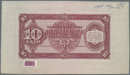 Latvia / Lettland: Rare Uniface Front PROOF Print Of 10 Latu 1925 P. 24p In Red Color On Unwatermark - Lettonia